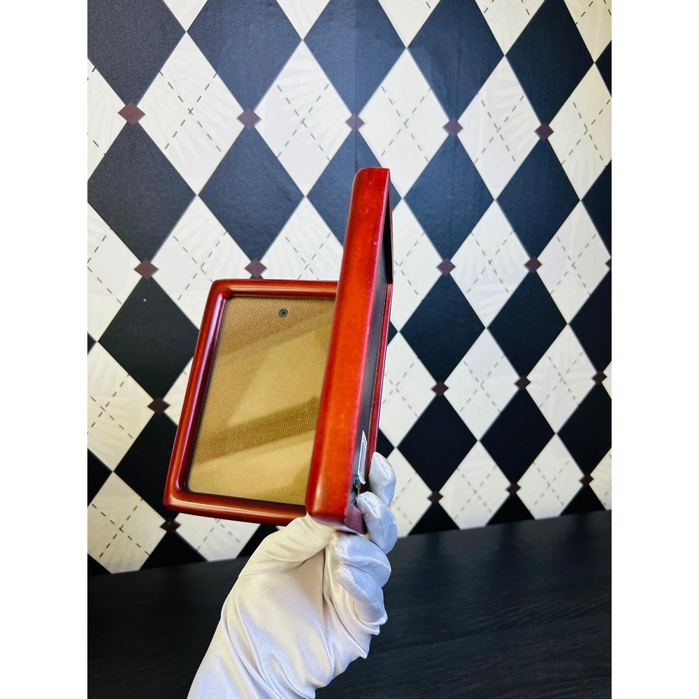 Vintage Bi-Fold, Hinged Teak‎ Wood Double Photo Frame Folding Tabletop Decor - Picture 15 of 17